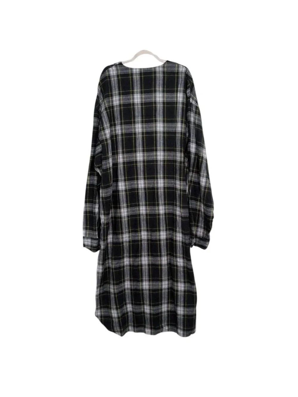 Vintage LL Bean Flannel Plaid Henley Nightshirt Mens Size XXL Green Grunge Loung